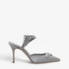 Manolo Blahnik Lurum 90 Crystal-embellished Satin Mules