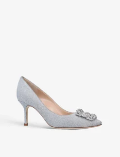 Manolo Blahnik Hangisi 70 Crystal-embellished Metallic-woven Courts 6 Manolo Blahnik Hangisi 70 Crystal-embellished Metallic-woven Courts -Manolo Blahnik Store 5151 10004 2331763609 SILVER ALT02