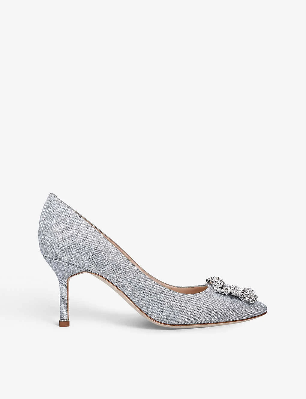 Manolo Blahnik Hangisi 70 Crystal-embellished Metallic-woven Courts 1 Manolo Blahnik Hangisi 70 Crystal-embellished Metallic-woven Courts