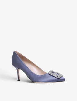 Manolo Blahnik Hangisi 70 Swarovski Crystal-embellished Satin Courts -Manolo Blahnik Store 5151 10004 5592421759 GREYDARK ALT02