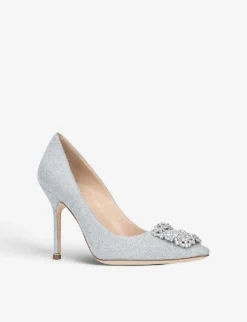 Manolo Blahnik Hangisi 105 Notturno Bride Swarovski Crystal-embellished Courts -Manolo Blahnik Store 5151 10004 6590263609 SILVER ALT02