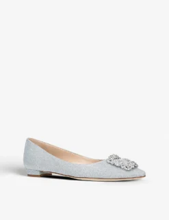 Manolo Blahnik Hangisi Crystal-embellished Flats 6 Manolo Blahnik Hangisi Crystal-embellished Flats -Manolo Blahnik Store 5151 10004 7508163609 SILVER ALT02