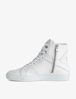 Zadig & Voltaire ZV1747 Leather Hi-top Trainer -Manolo Blahnik Store 669 10175 PSHAT1709F BLANC ALT03