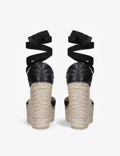 Gucci Palmyra Leather And Espadrille Wedge Sandals 8 Gucci Palmyra Leather And Espadrille Wedge Sandals -Manolo Blahnik Store 783 10004 3137300019 BLACK ALT03