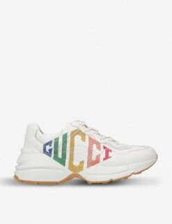 Gucci Women's Rhyton Logo Leather Trainers