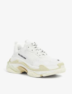 Balenciaga Triple S Suede And Mesh Trainers -Manolo Blahnik Store 926 10004 1213610979 WHITE ALT02