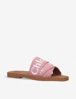 Chloé Woody Logo-print Recycled-silk Mules -Manolo Blahnik Store R00004075 PALEPINK ALT02