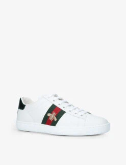 Gucci Women's New Ace Bee-embroidered Leather Trainers -Manolo Blahnik Store R03658102 WHITEOTH ALT02