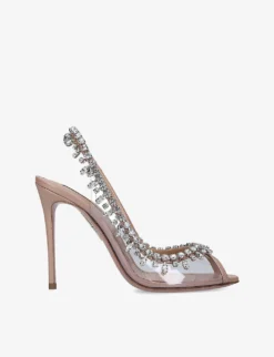 Aquazzura Temptation 105 Crystal-embellished Leather And PVC Slingback Sandals