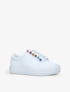Kurt Geiger London Liviah Embellished Leather Trainers -Manolo Blahnik Store R03701854 WHITECOMB ALT02