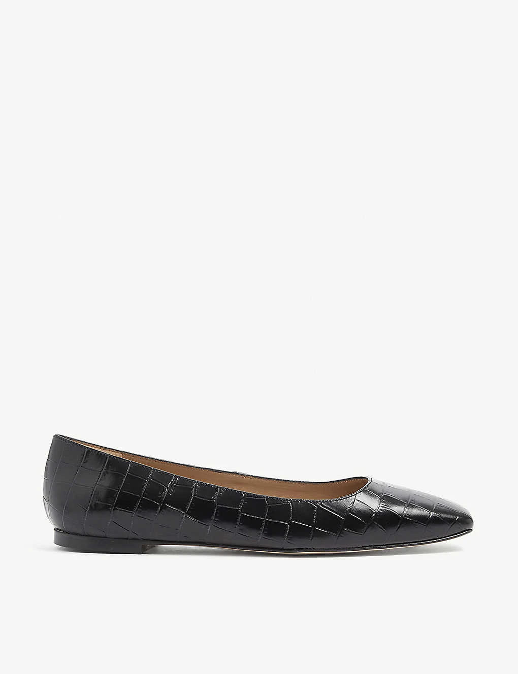 Phyllis Almond-toe Croc-embossed Leather Ballet Flats 1 Phyllis Almond-toe Croc-embossed Leather Ballet Flats