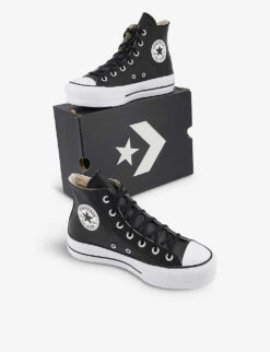 Converse All Star Lift High-top Leather Flatform Trainers -Manolo Blahnik Store R03730914 BLACKWHITELEATHER ALT06