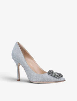 Manolo Blahnik Hangisi 105 Crystal-embellished Metallic-woven Courts 6 Manolo Blahnik Hangisi 105 Crystal-embellished Metallic-woven Courts -Manolo Blahnik Store R03731196 SILVER ALT02