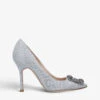 Manolo Blahnik Hangisi 105 Crystal-embellished Metallic-woven Courts