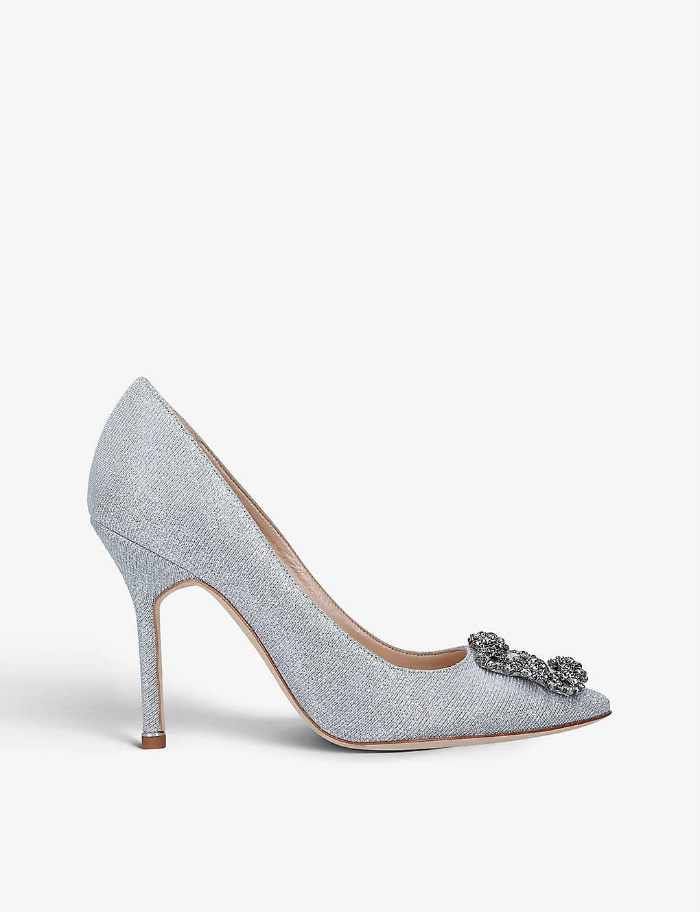 Manolo Blahnik Hangisi 105 Crystal-embellished Metallic-woven Courts 1 Manolo Blahnik Hangisi 105 Crystal-embellished Metallic-woven Courts