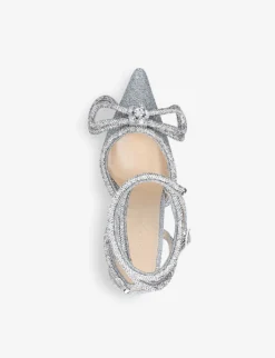 Double Bow Crystal-embellished Heeled Glitter Sandals -Manolo Blahnik Store R03738778 SILVER ALT03