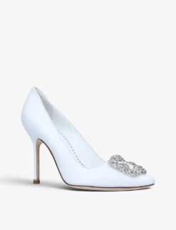 Manolo Blahnik Hangisi 105 Crystal-embellished Leather Courts -Manolo Blahnik Store R03741446 WHITE ALT02