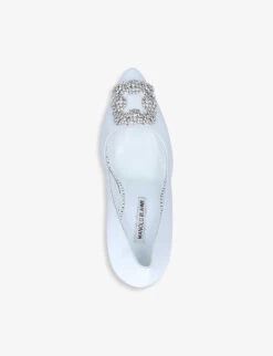 Manolo Blahnik Hangisi 105 Crystal-embellished Leather Courts -Manolo Blahnik Store R03741446 WHITE ALT03