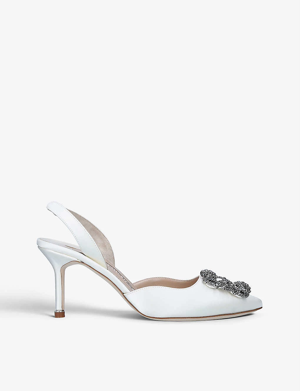 Manolo Blahnik Hangisi 70 Crystal-embellished Satin Slingback Courts