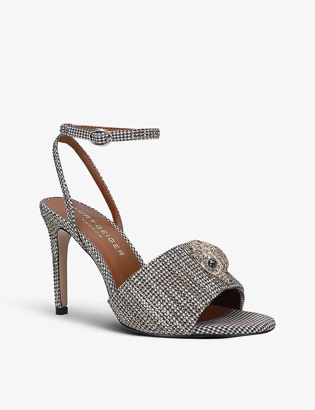 Kurt Geiger London Kensington Hounds Tooth Check Embellished Heeled Sandals 3 Kurt Geiger London Kensington Hounds Tooth Check Embellished Heeled Sandals - Image 3