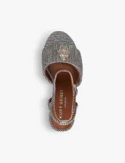 Kurt Geiger London Kensington Hounds Tooth Check Embellished Heeled Sandals 7 Kurt Geiger London Kensington Hounds Tooth Check Embellished Heeled Sandals -Manolo Blahnik Store R03758700 BEIGE ALT03