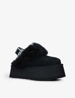 Ugg Funkette Suede And Sheepskin Platform Slippers 6 Ugg Funkette Suede And Sheepskin Platform Slippers -Manolo Blahnik Store R03811354 BLACK ALT02