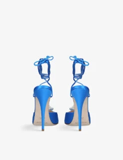 Magda Butrym Crystal-appliqué Pointed-toe Satin Courts 7 Magda Butrym Crystal-appliqué Pointed-toe Satin Courts -Manolo Blahnik Store R03811917 BLUE ALT03