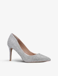 Steve Madden Lillie Rhinestone-encrusted Faux-leather Courts 8 Steve Madden Lillie Rhinestone-encrusted Faux-leather Courts -Manolo Blahnik Store R03819870 SILVER ALT03