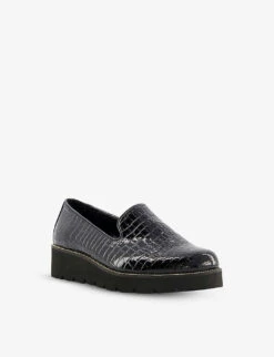 Dune Glides Flatform Croc-embossed Patent Leather Slippers 7 Dune Glides Flatform Croc-embossed Patent Leather Slippers -Manolo Blahnik Store R03825952 BLACKSYNTHETICCROC ALT02