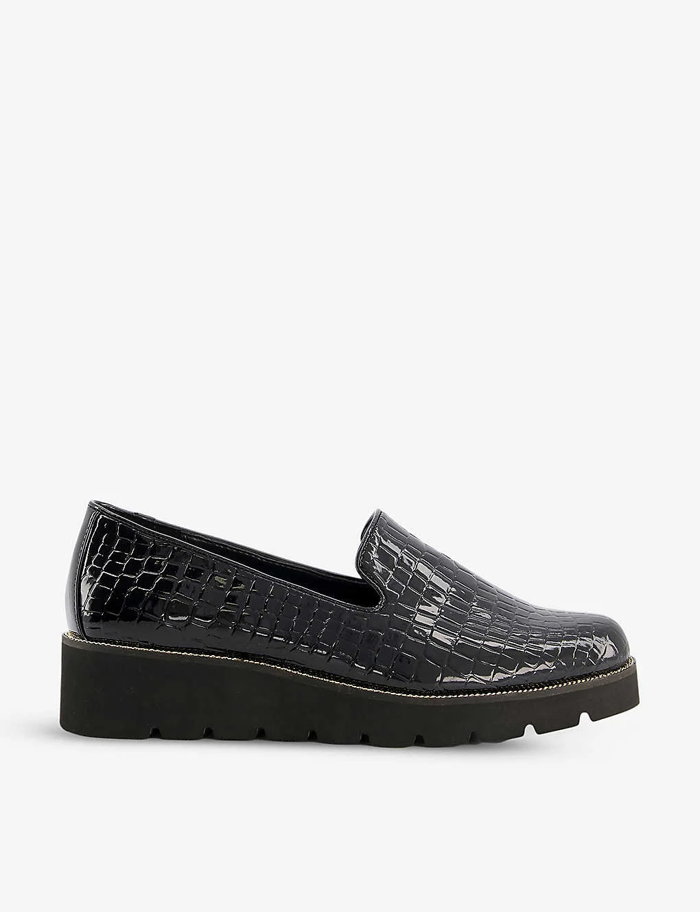 Dune Glides Flatform Croc-embossed Patent Leather Slippers 1 Dune Glides Flatform Croc-embossed Patent Leather Slippers