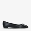 Manolo Blahnik Hangisi Crystal-embellished Leather Ballet Flats