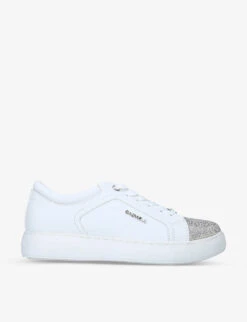 Carvela Soar Jewel Crystal-embellished Faux-leather Low-top Trainers