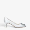 Manolo Blahnik Hangisi Bridal 50 Crystal-embellished Satin Courts