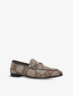 Gucci Jordaan Monogram-print Woven Loafers -Manolo Blahnik Store R03839680 MIDBROWN ALT02