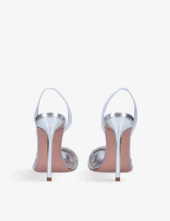 Aquazzura Gatsby Crystal-embellished Leather And PVC Slingback Courts -Manolo Blahnik Store R03844979 SILVER ALT03
