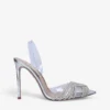Aquazzura Gatsby Crystal-embellished Leather And PVC Slingback Courts