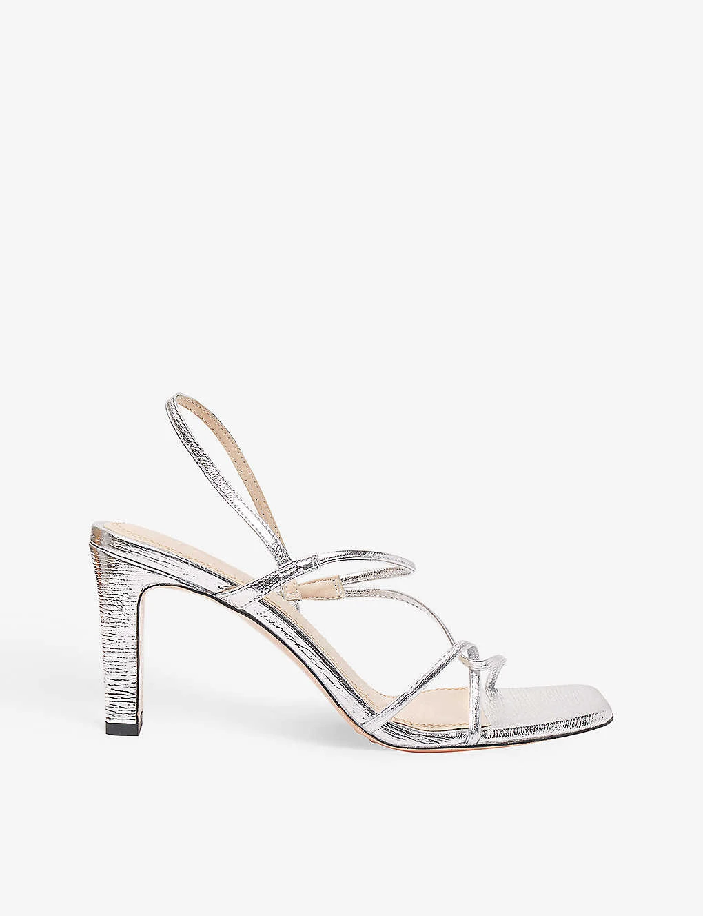 Sandro Faye Metallic Leather Heeled Sandals 1 Sandro Faye Metallic Leather Heeled Sandals