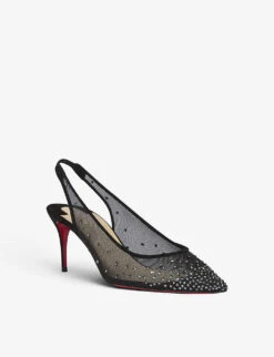 Christian Louboutin Follies Strass Sling 70 Mesh And Suede Courts -Manolo Blahnik Store R03855598 BLACKJETHEM ALT02