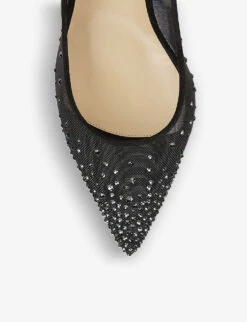 Christian Louboutin Follies Strass Sling 70 Mesh And Suede Courts -Manolo Blahnik Store R03855598 BLACKJETHEM ALT03