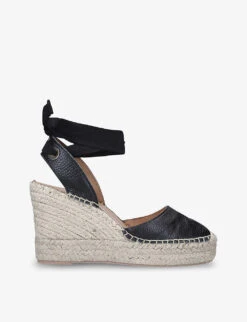 Spritz Tie Closed-toe Leather Wedge Espadrilles
