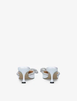 Double Bow Crystal-embellished Satin Heeled Mules -Manolo Blahnik Store R03858839 WHITE ALT03