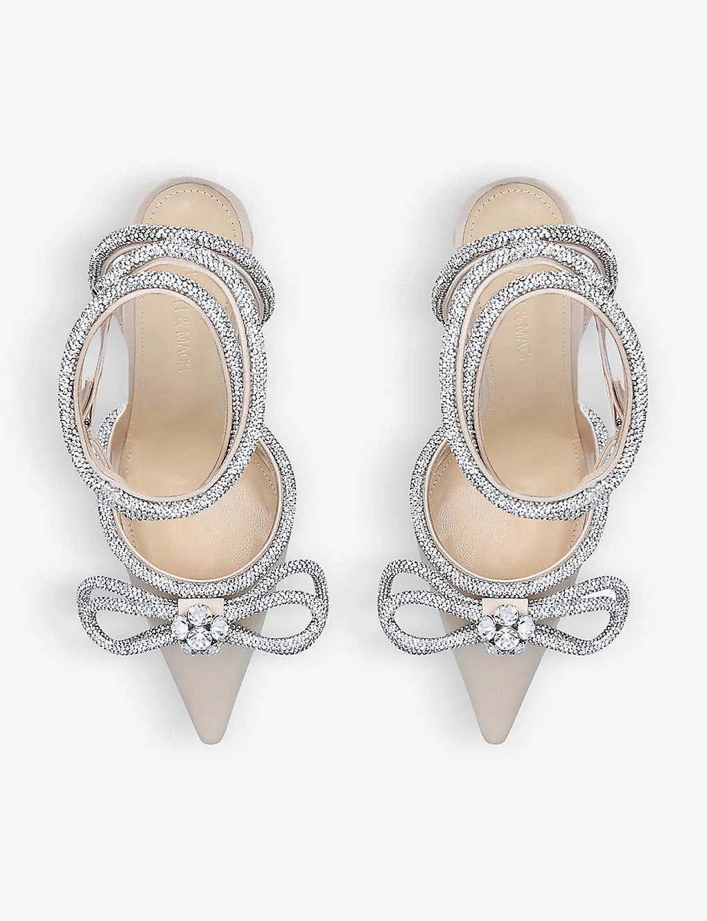 Double Bow Crystal-embellished Satin Heeled Sandals 2 Double Bow Crystal-embellished Satin Heeled Sandals - Image 2