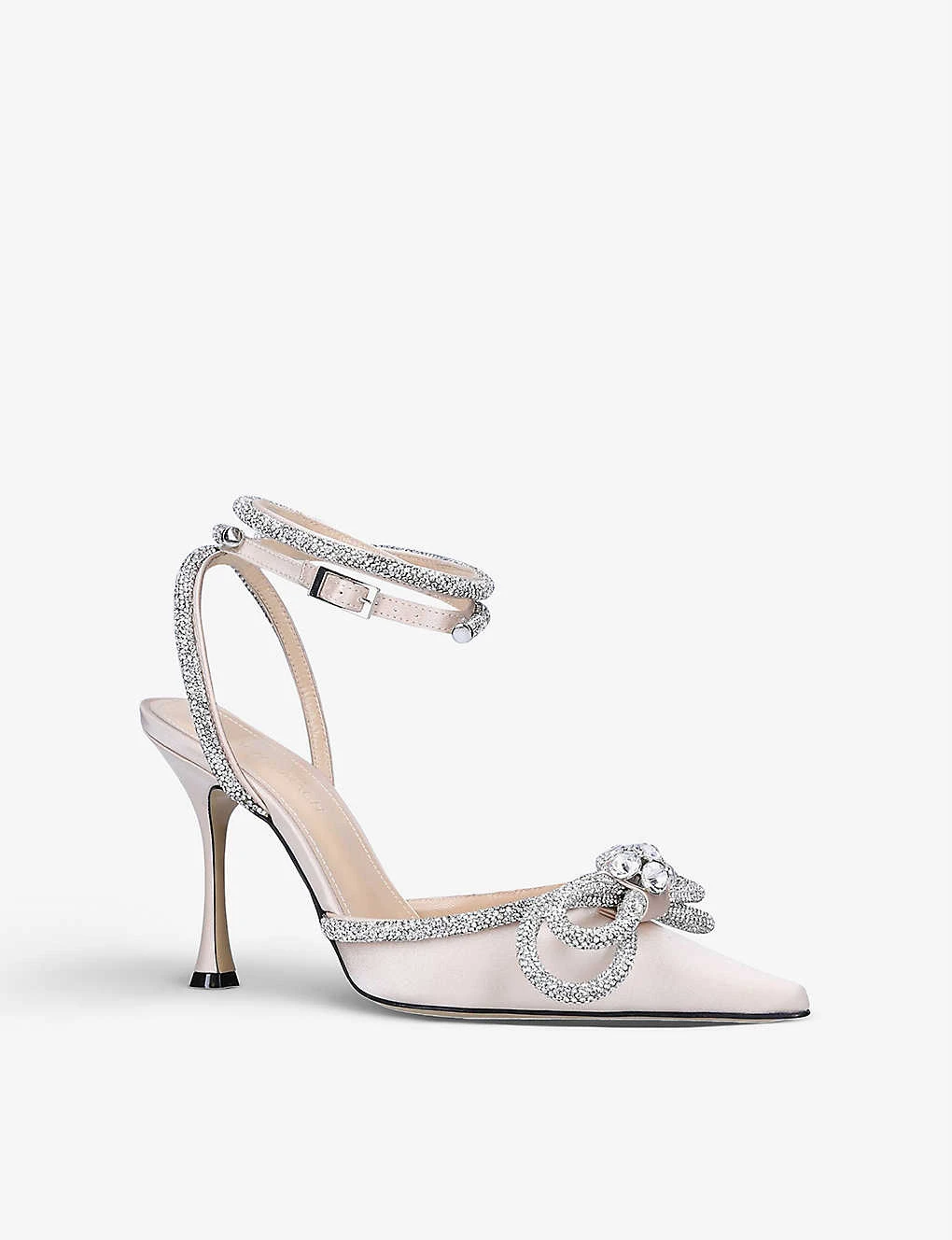 Double Bow Crystal-embellished Satin Heeled Sandals 3 Double Bow Crystal-embellished Satin Heeled Sandals - Image 3