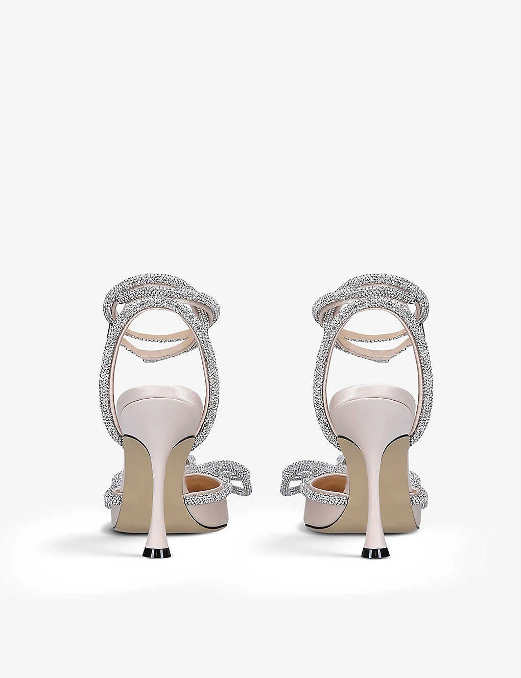 Double Bow Crystal-embellished Satin Heeled Sandals 4 Double Bow Crystal-embellished Satin Heeled Sandals - Image 4