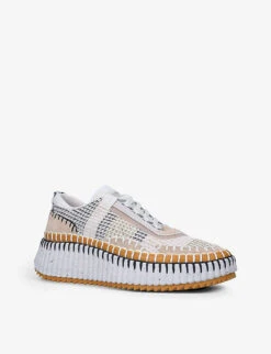 Chloé Nama Embroidered Suede And Recycled Mesh Trainers 6 Chloé Nama Embroidered Suede And Recycled Mesh Trainers -Manolo Blahnik Store R03864588 BEIGE ALT02