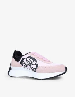 Alexander McQueen Women’s Sprint Runner Logo-embossed Leather Trainers -Manolo Blahnik Store R03865753 PINK ALT02
