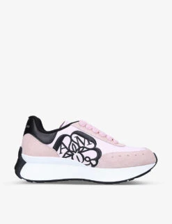 Alexander McQueen Women’s Sprint Runner Logo-embossed Leather Trainers