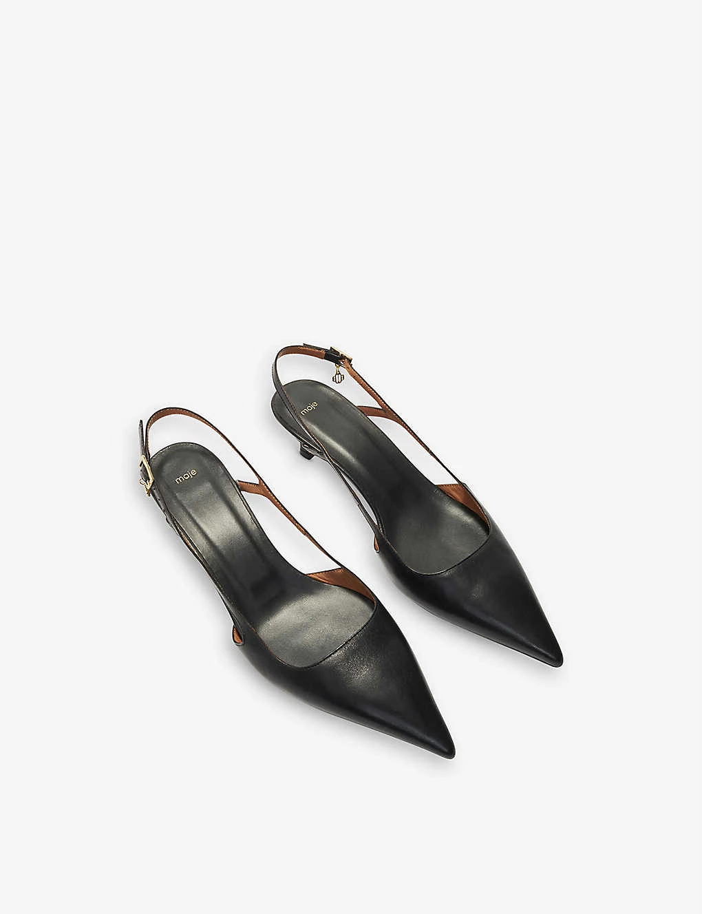 Maje Fayna Pointed-toe Leather Slingback Courts 2 Maje Fayna Pointed-toe Leather Slingback Courts - Image 2