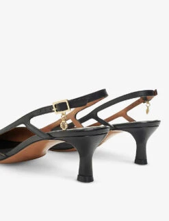 Maje Fayna Pointed-toe Leather Slingback Courts 7 Maje Fayna Pointed-toe Leather Slingback Courts -Manolo Blahnik Store R03878015 NOIRGRIS ALT03