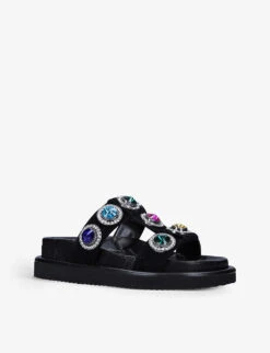 Kurt Geiger London Orson Crystal-embellished Suede Sandals 6 Kurt Geiger London Orson Crystal-embellished Suede Sandals -Manolo Blahnik Store R03878826 BLACK ALT02